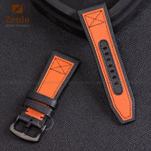 Bespoke Watch Strap in Orange Mix Black Epsom