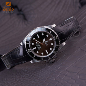 Antique Black Alligator Curved End Strap for Rolex Submariner