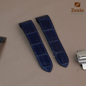 Antique Navy Alligator Strap For Cartier Santos 100 - Double Folded Clasp