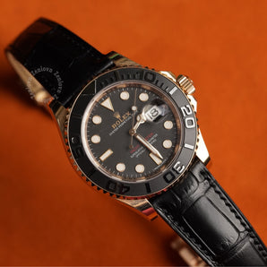 Matte Black Alligator Strap for Rolex Yatch Master