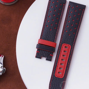 Black Alran mix with Red Rally Leather Straps for Panerai Luminor