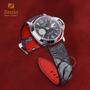 Black Nubuck Ostrich Leather Straps for Panerai