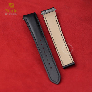 Black Swift - soft leather straps for Cartier Santos - New Clasp with quick release spring bar