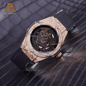 Black Togo leather straps for Hublot Bigbang One Click