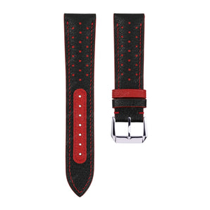 Black Alran Rally Leather Strap with Red Accents
