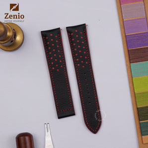 Black Alran mix with Red Rally Leather Straps With Foldover Clasp