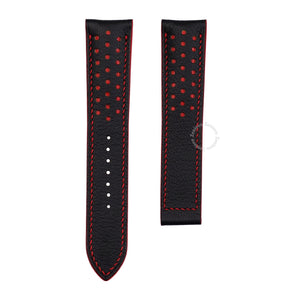 Black Alran mix with Red Rally Leather Straps With Foldover Clasp