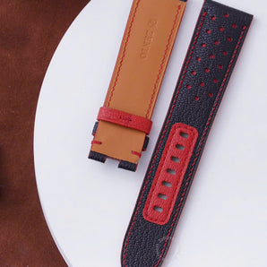 Black Alran mix with Red Rally Leather Straps for Panerai Luminor