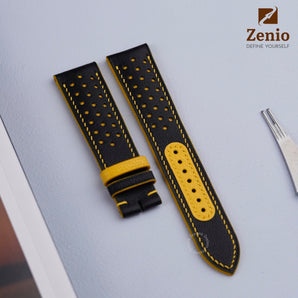 Black Alran mix with Sun Yellow Rally Leather Straps