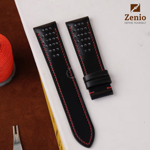 Black Box calf mix Red Stiching Rally Leather Straps
