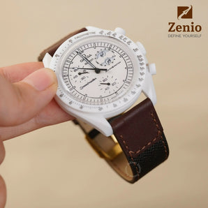 Black Epsom Mix Burgundy Nappa Strap For Omega Swatch