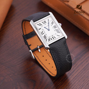Black Epsom leather straps for Cartier Tank