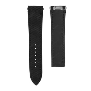 Black FKM sailcloth-pattern straps for Cartier Santos
