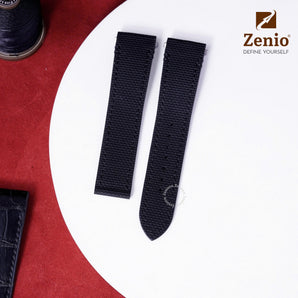 Black FKM sailcloth-pattern straps for Cartier Santos