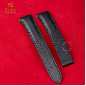 Black Swift - soft leather straps for Cartier Santos - New Clasp with quick release spring bar
