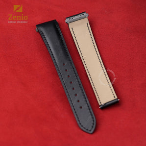 Black Swift - soft leather straps for Cartier Santos - New Clasp with quick release spring bar