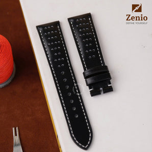 Black Box calf mix White Stiching Rally Leather Straps