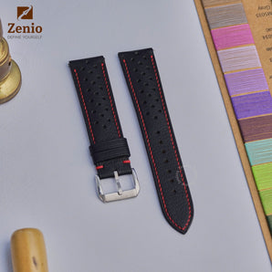 Black mix Red Stiching Strap For Moonswatch Moonphase - White