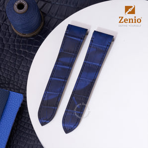 Blue Camo Aligator replacement straps for Cartier Santos - Classic Clasp