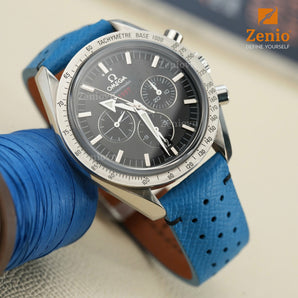 Blue Epsom Rally Leather Strap with Black Accents