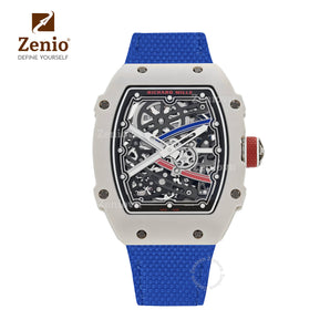 Blue FKM Rubber Sailcloth Pattern Velcro watch straps for Richard Mille