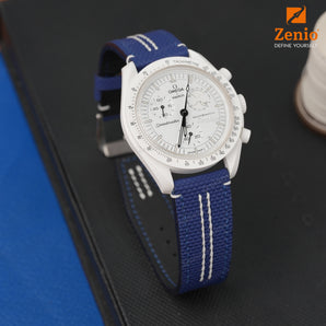 Blue Sailcloth with White Stitch Sport Strap