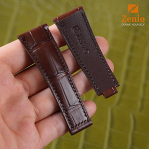 Matte Chocolate Brown Alligator Straps for Rolex Date Just