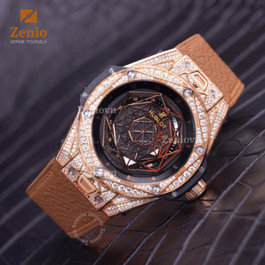 Brown Togo leather straps for Hublot Bigbang One Click