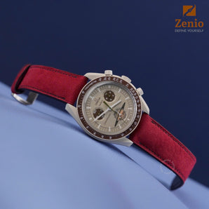 Burgundy Red Nubuck Strap For Moonswatch Mission to Saturn