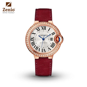 Burgundy Red Nubuck Strap For Cartier Ballon Bleu - New Clasp