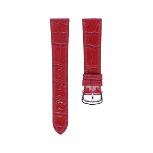 Glossy Cherry Red Alligator Slim Strap