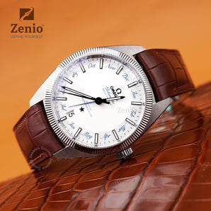 Curved end leather straps for Curved-end leather straps for Omega Constellation Globemaster - Matte Brown Alliagtor