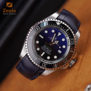 Intergrated Curved end Matter Navy Alligator for Rolex Deep Sea