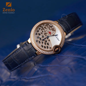 Matte Dark Navy Alligator Strap For Cartier Ballon Bleu - New Clasp