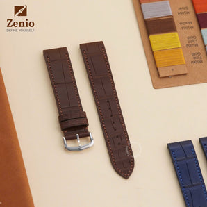 Matte Brown Alligator Strap For Cartier Santos Dumont - Buckle Style