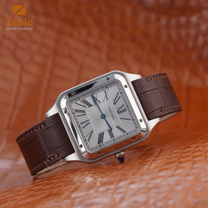 Matte Brown Alligator Strap For Cartier Santos Dumont - Buckle Style