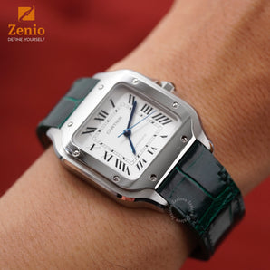 Green Alligator for Cartier Santos de Cartier Strap - Single Folding