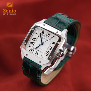 Green Alligator for Cartier Santos de Cartier Strap - Single Folding