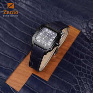 Matte navy Alligator Cartier Santos Straps - New Clasp