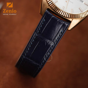 Dark Navy Aligator Strap For Omega Constellation