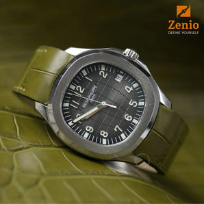 Intergrate Curved End - Matte Olive Alligator strap for Patek Phillipe Aquanauts