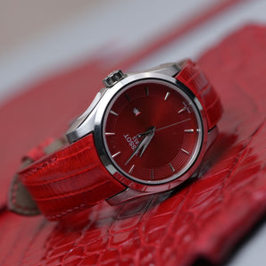 Bespoke Watch Strap in Red Lizard For Tissot