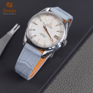 Glossy Dolphin Grey Alligator Slim Strap For Omega Seamaster