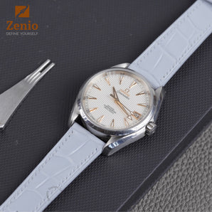 Glossy Dolphin Grey Alligator Slim Strap For Omega Seamaster