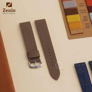 Taupe Epsom Strap For Cartier Santos Dumont - Buckle Style