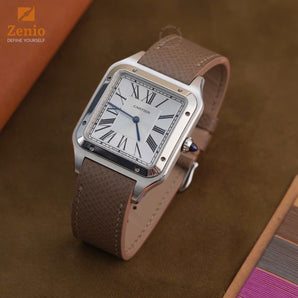 Taupe Epsom Strap For Cartier Santos Dumont - Buckle Style
