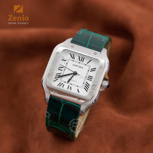 Glazed Emeral Aligator replacement straps for Cartier Santos - Classic Clasp