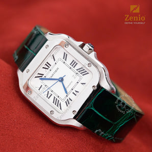 Glazed Emeral Aligator straps for Cartier Santos - New Clasp