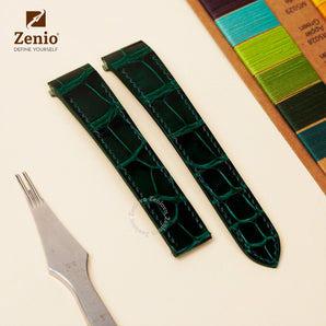 Glazed Emeral Aligator straps for Cartier Santos - New Clasp