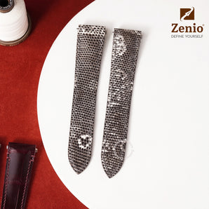 Glossy Black Himalayan Lizard straps for Cartier Santos